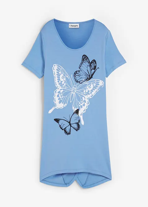 Maglia lunga con fondo asimmetrico e farfalle, bonprix