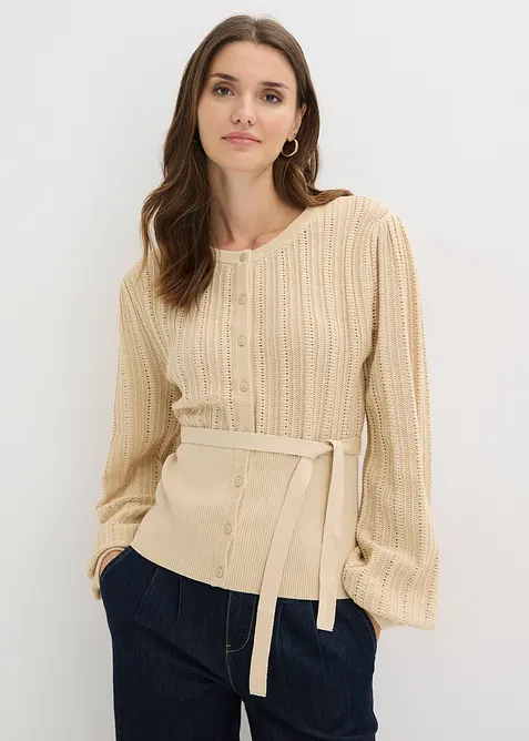 Maglione traforato in misto cotone, bonprix