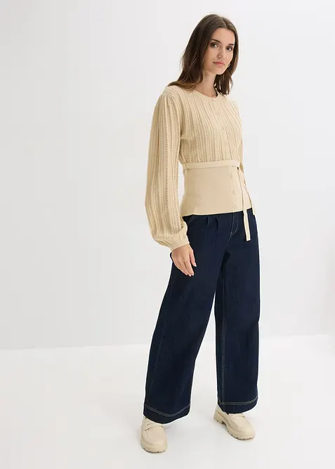 Maglione traforato in misto cotone, bonprix