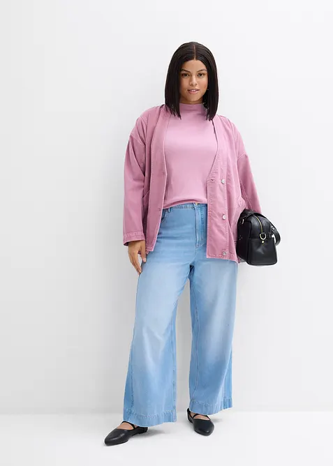 Jeans wide leg in cotone, vita alta, bonprix