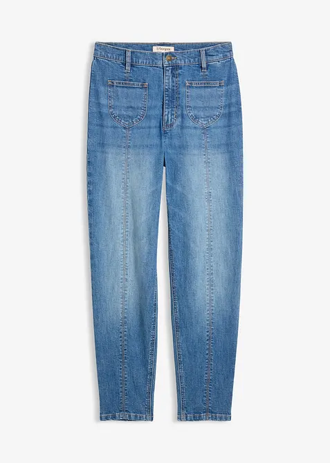 Mom jeans cropped, vita alta, bonprix