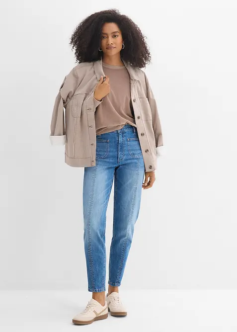 Mom jeans cropped, vita alta, bonprix