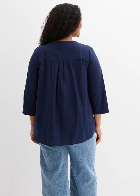 Blusa in misto lino con maniche a 3/4, bonprix