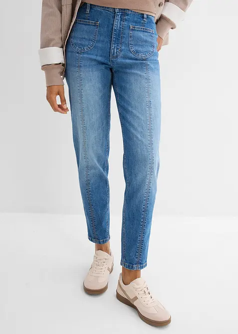 Mom jeans cropped, vita alta, bonprix