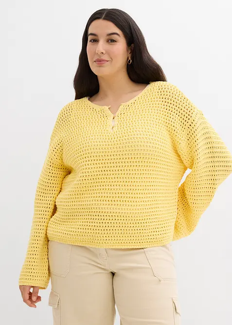 Maglione oversize traforato in puro cotone, bonprix