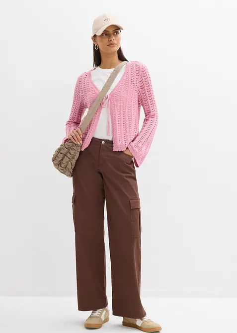 Cardigan con motivo traforato, bonprix