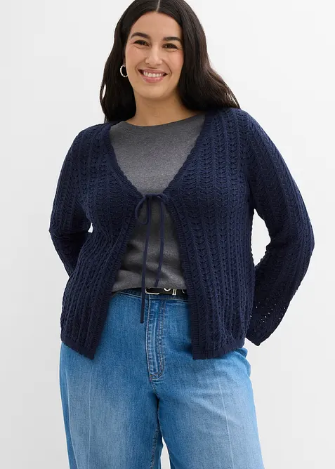 Cardigan con motivo traforato, bonprix