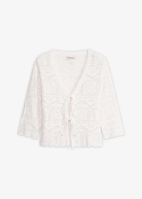 Cardigan traforato con laccetti da annodare, bonprix