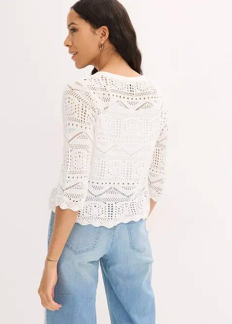 Cardigan traforato con laccetti da annodare, bonprix