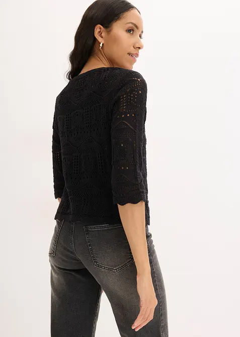 Cardigan traforato con laccetti da annodare, bonprix