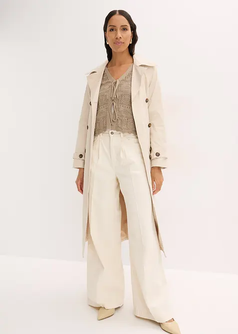 Cardigan traforato con laccetti da annodare, bonprix