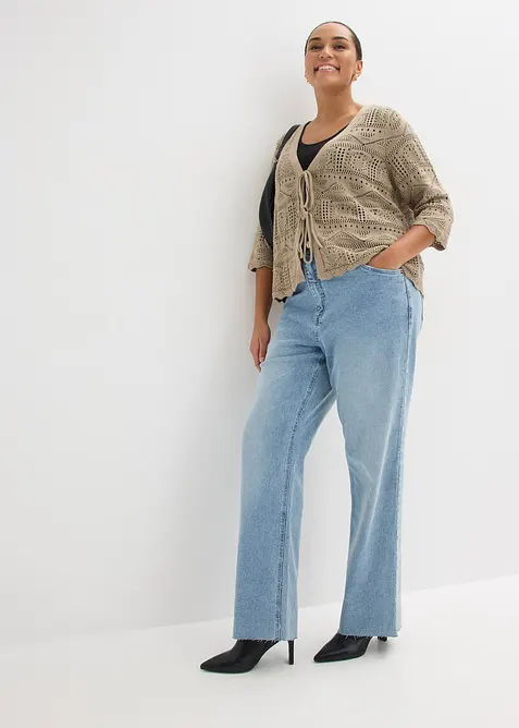 Cardigan traforato con laccetti da annodare, bonprix