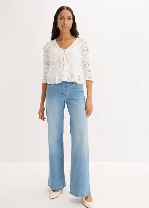 Cardigan traforato con laccetti da annodare, bonprix