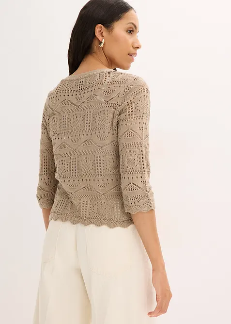 Cardigan traforato con laccetti da annodare, bonprix