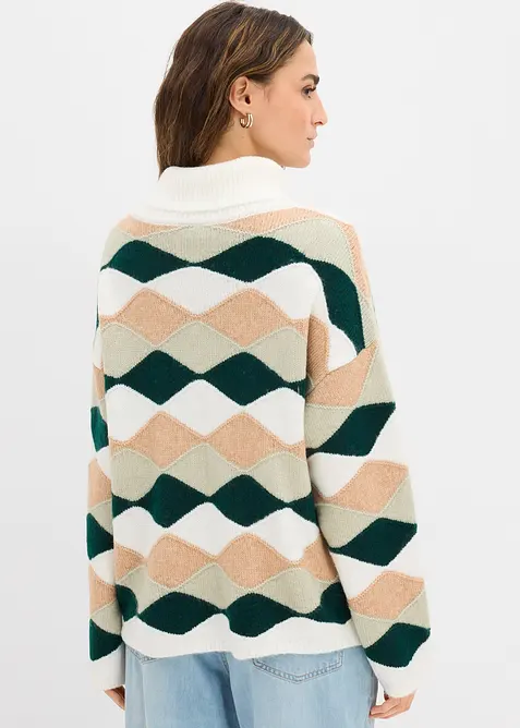Maglione a collo alto con motivo geometrico, bonprix