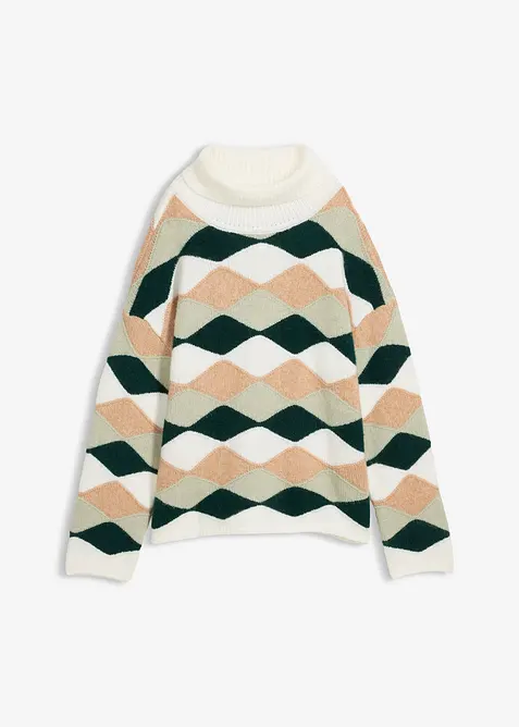 Maglione a collo alto con motivo geometrico, bonprix