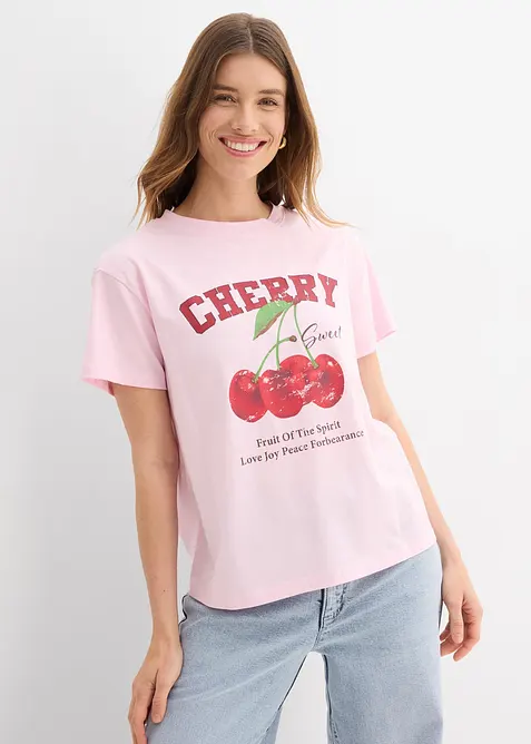 T-shirt in puro cotone biologico, con stampa, bonprix