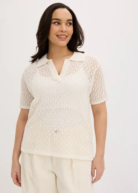 Maglione traforato a maniche corte, bonprix