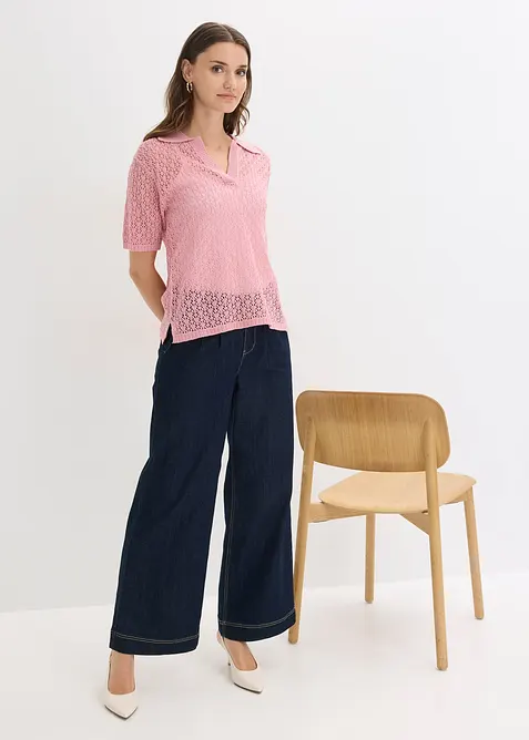 Maglione traforato a maniche corte, bonprix