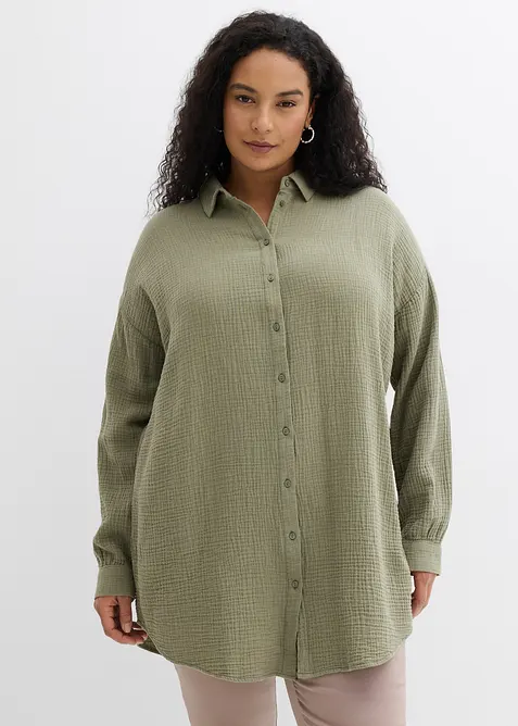 Camicetta lunga oversize in mussola, bonprix
