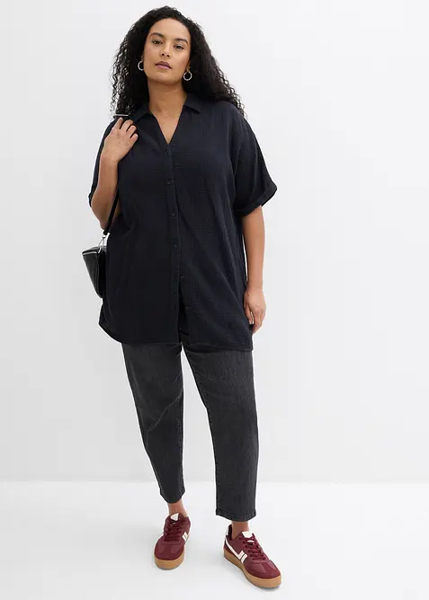 Blusa oversize lunga in soffice mussola, bonprix