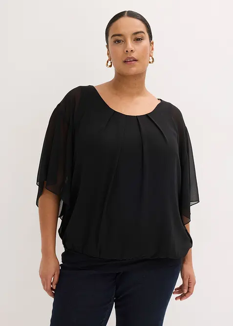 Blusa in chiffon con canotta, bonprix