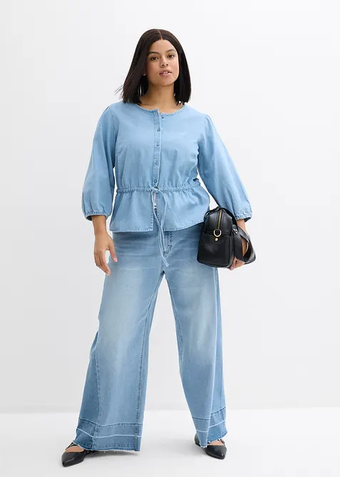 Camicia di jeans con maniche a sbuffo, bonprix