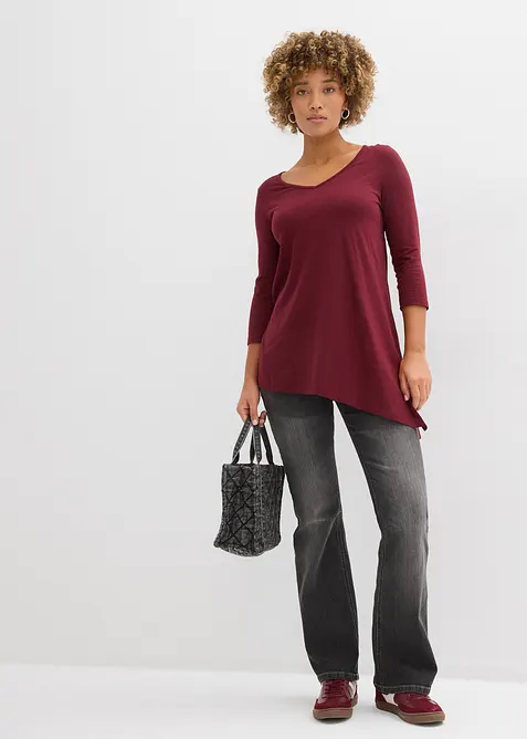 Maglia lunga in misto viscosa e cotone, bonprix