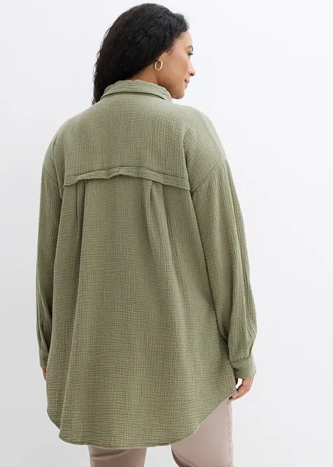 Camicetta lunga oversize in mussola, bonprix