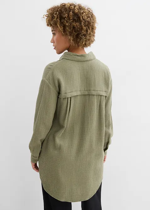 Camicetta lunga oversize in mussola, bonprix