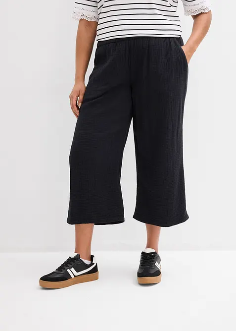 Pantaloni larghi in mussola di cotone, bonprix