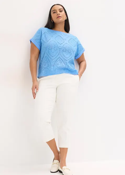 Maglia con pizzo traforato, bonprix