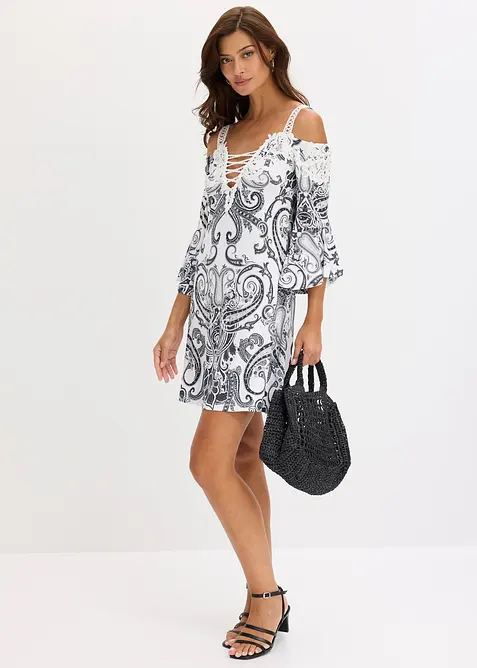 Abito svasato con spalle scoperte, bonprix