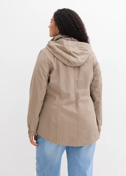 Parka da mezza stagione in cotone con cappuccio in fantasia, bonprix