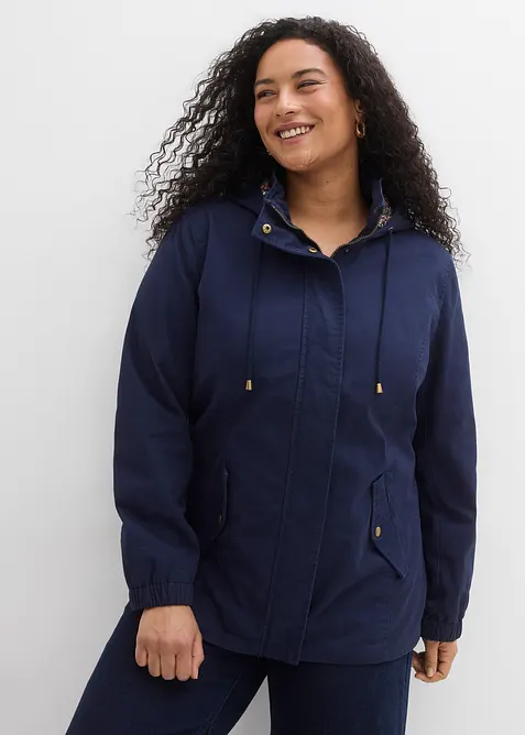 Parka da mezza stagione in cotone con cappuccio in fantasia, bonprix