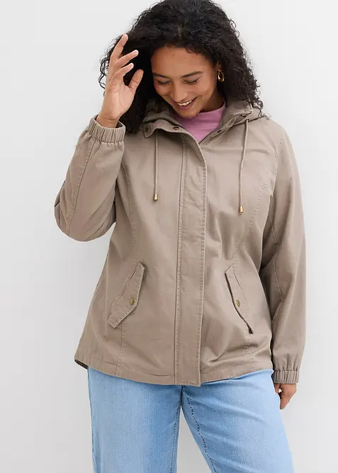 Parka da mezza stagione in cotone con cappuccio in fantasia, bonprix