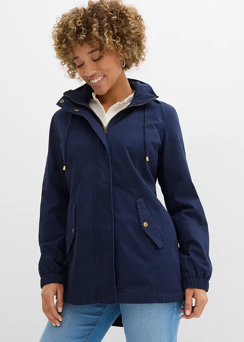 Parka da mezza stagione in cotone con cappuccio in fantasia, bonprix