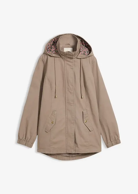 Parka da mezza stagione in cotone con cappuccio in fantasia, bonprix