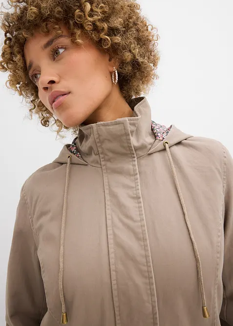 Parka da mezza stagione in cotone con cappuccio in fantasia, bonprix