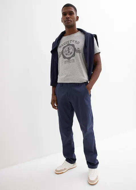 Pantaloni chino in misto lino regular fit, straight, bonprix
