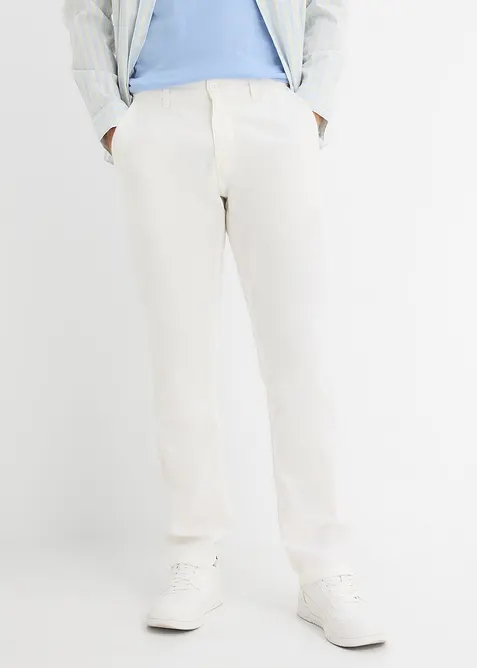 Pantaloni chino in misto lino regular fit, straight, bonprix