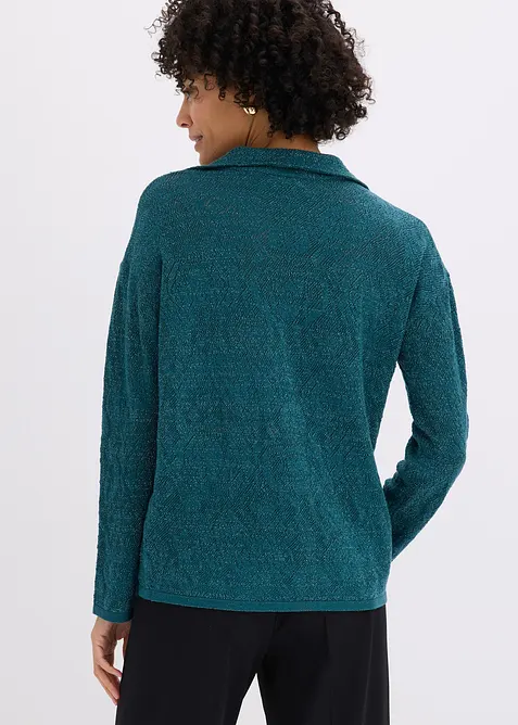 Cardigan in maglia traforata con filato glitterato, bonprix