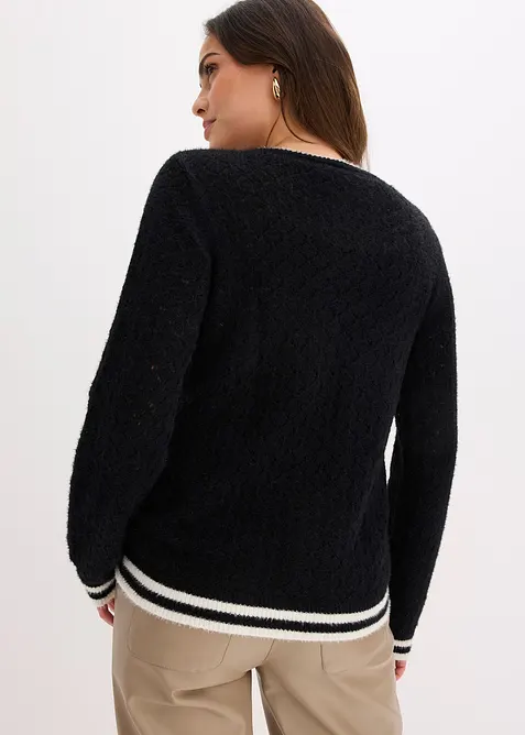 Cardigan traforato con filato piumato, bonprix