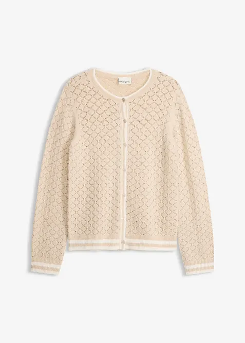 Cardigan traforato con filato piumato, bonprix