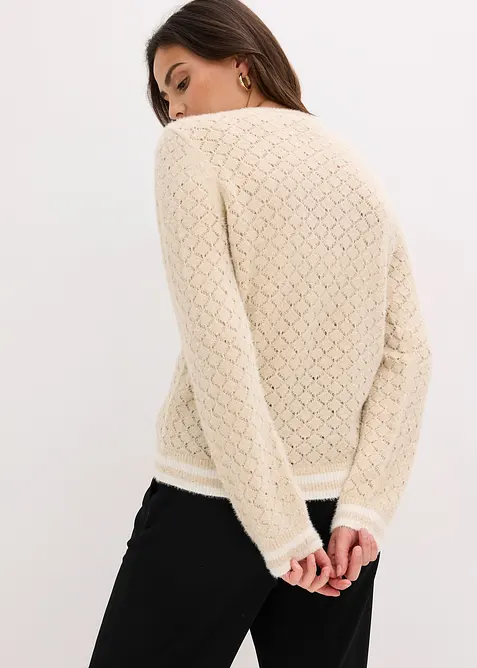Cardigan traforato con filato piumato, bonprix