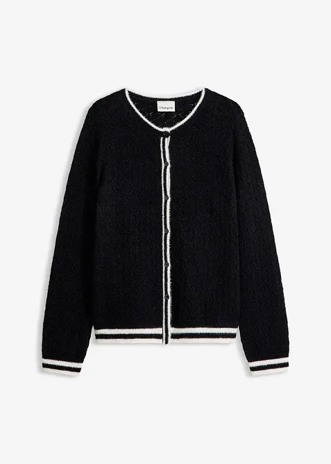 Cardigan traforato con filato piumato, bonprix