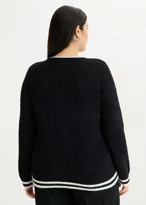 Cardigan traforato con filato piumato, bonprix
