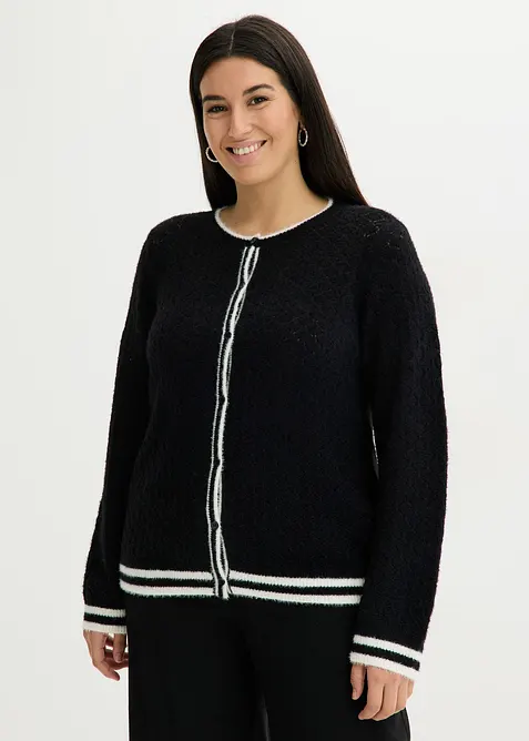 Cardigan traforato con filato piumato, bonprix