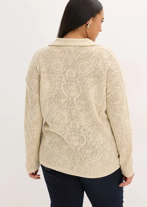 Cardigan in maglia traforata con filato glitterato, bonprix