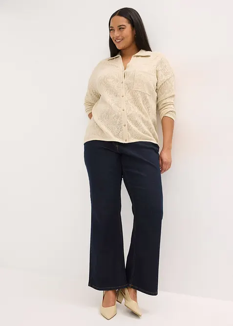 Cardigan in maglia traforata con filato glitterato, bonprix